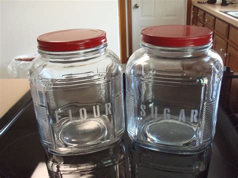 glass flour and sugar jars